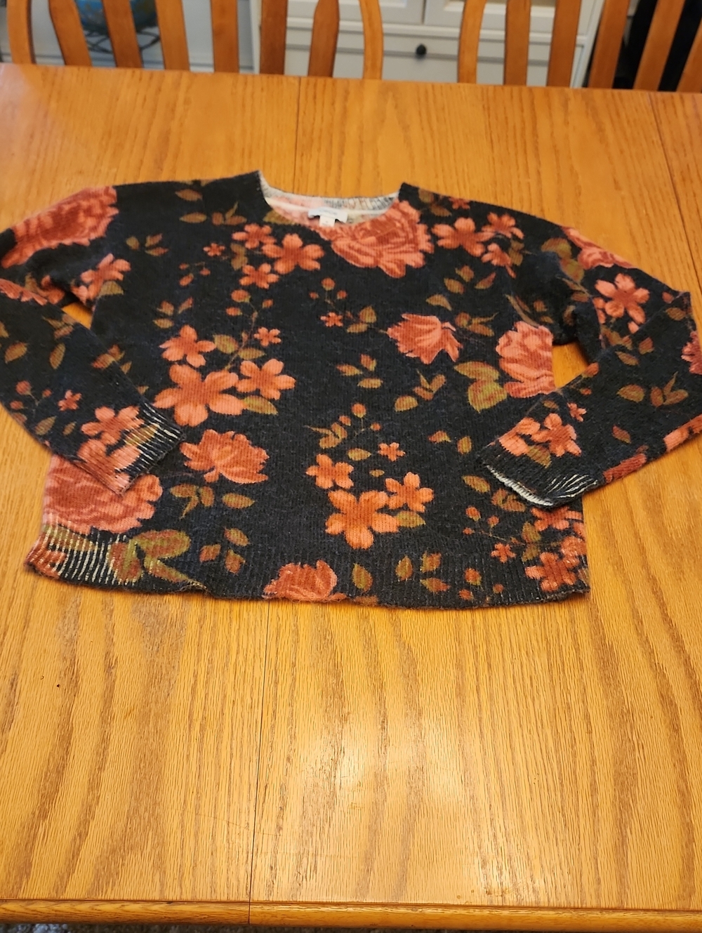 CeCe Black Floral Crewneck Sweater - Picture 11 of 16